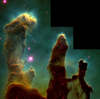 M16 The Eagle Nebula showing the Pillars of Creation star forming region (credit:- NASA, ESA, STScI, J. Hester and P. Scowen (Arizona State University))