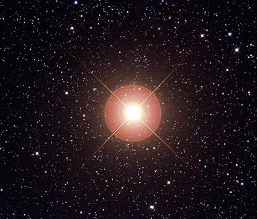 Betelgeuse, &alpha; Ori, is a red supergiant star (credit:- Fred Espenak)