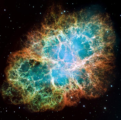 The Crab Nebula is the remnant of a supernova that exploded in 1054  (credit:- NASA, ESA, and The Hubble Heritage Team (STScI/AURA))