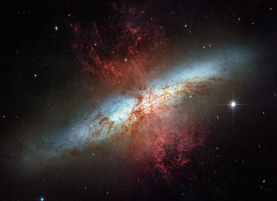M82 Starburst Galaxy by the Hubble Space Telescope (NASA, ESA, and The Hubble Heritage Team (credit:- STScI/AURA))