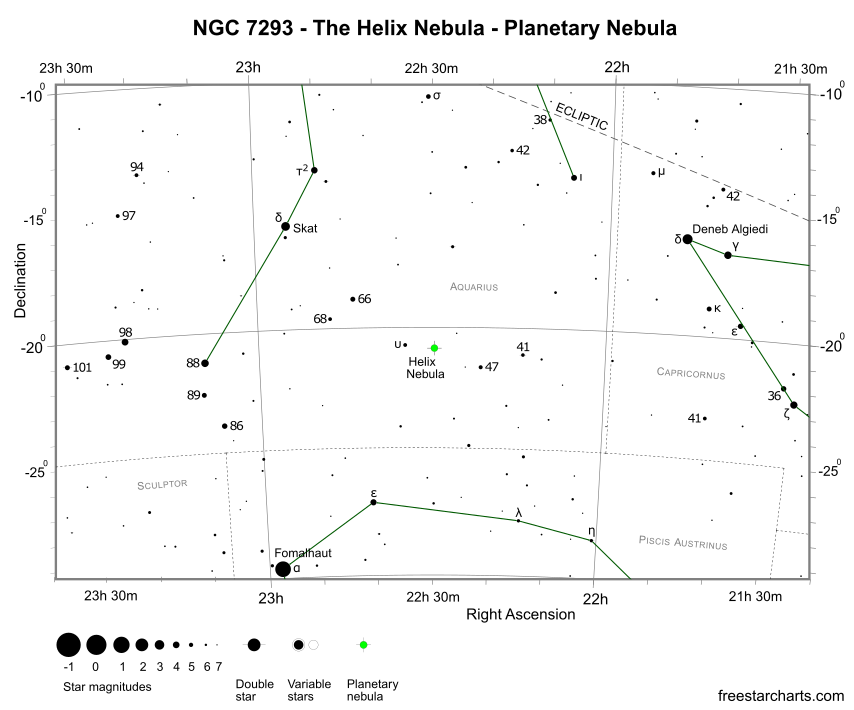 Finder Chart for NGC 7293 (credit:- freestarcharts)